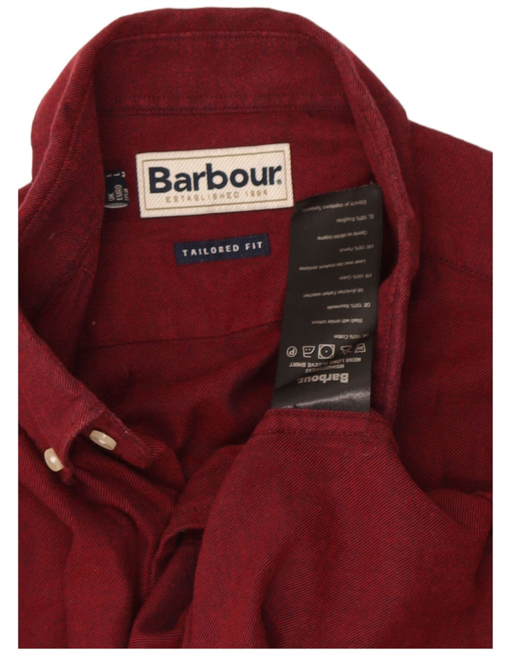 Camisa masculina Barbour sob medida de algodão grande Borgonha