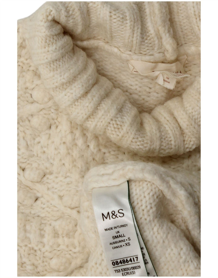 Suéter feminino Marks & Spencer com gola redonda Reino Unido 10 pequeno off white