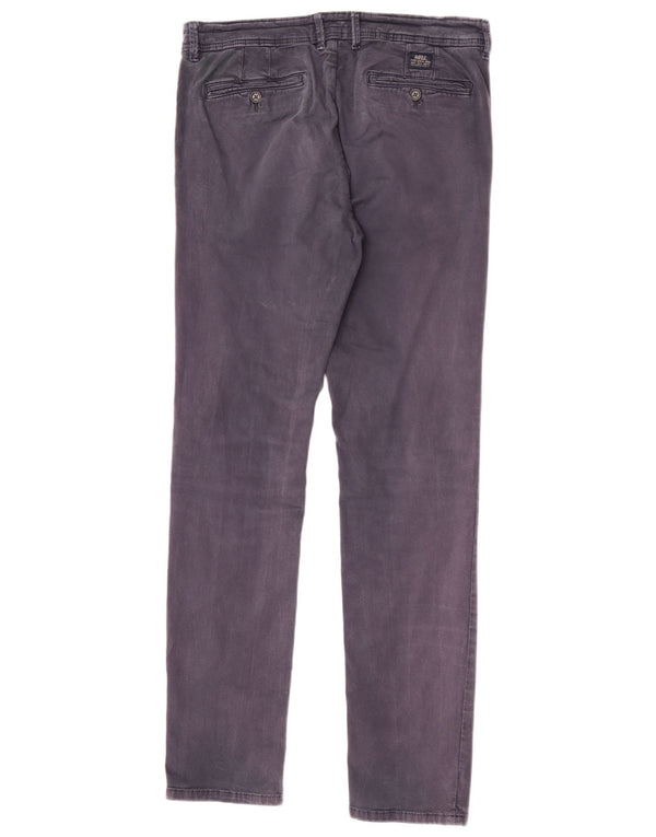 Calça Chino Rifle Mens Slim W32 L34 Azul Marinho Algodão