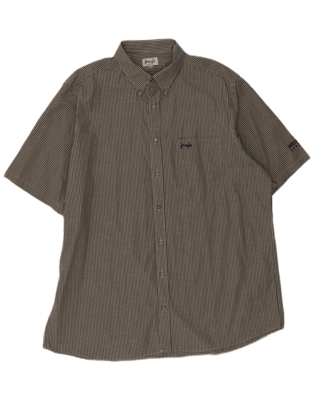 Camisa masculina de manga curta PRINGLE XL preta algodão guingão