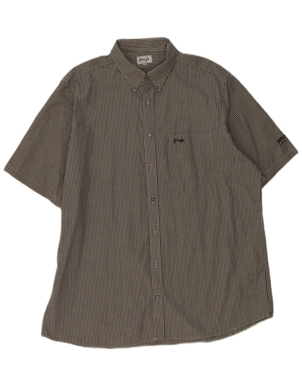 Camisa masculina de manga curta PRINGLE XL preta algodão guingão