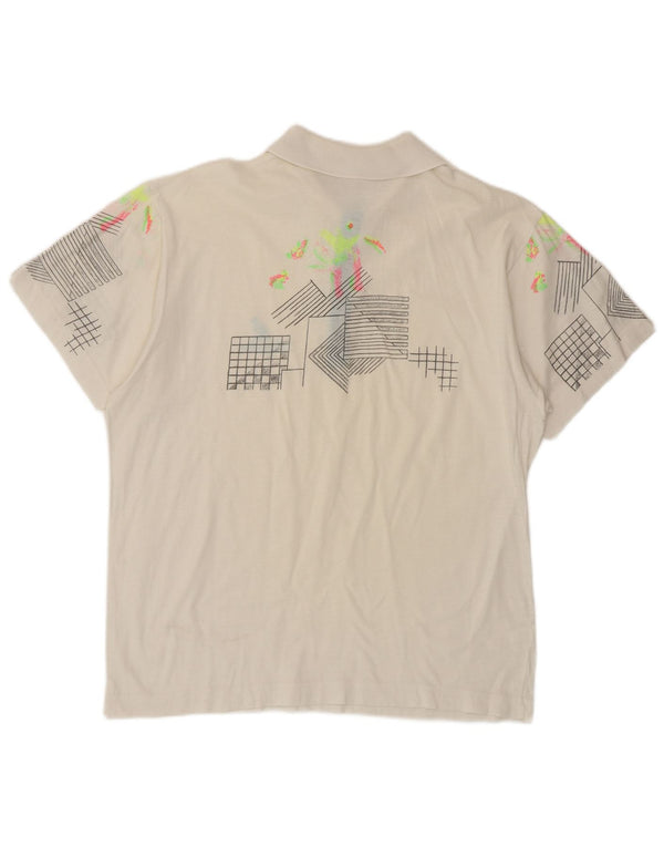 Camisa polo masculina AUSTRALIAN L'ALPINA IT 46 pequeno algodão geométrico branco