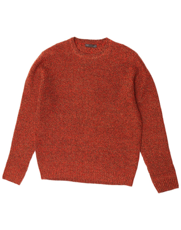 Suéter masculino Marks & Spencer com gola redonda XL laranja salpicado de acrílico