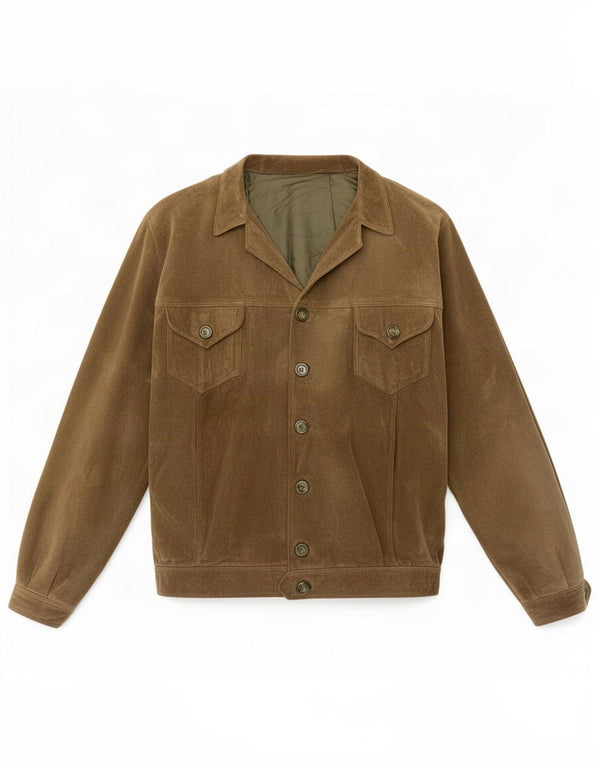 Jaqueta masculina vintage de camurça bomber UK 42 XL cáqui