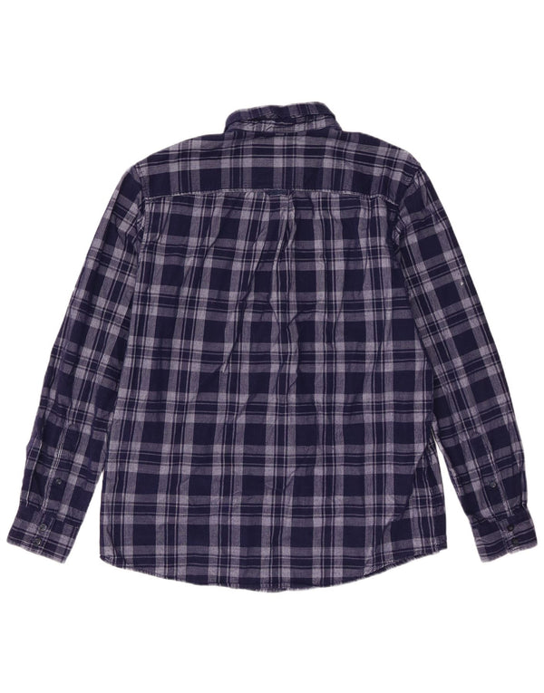 Camisa masculina de veludo cotelê Crew Clothing Classic Fit grande algodão xadrez azul marinho