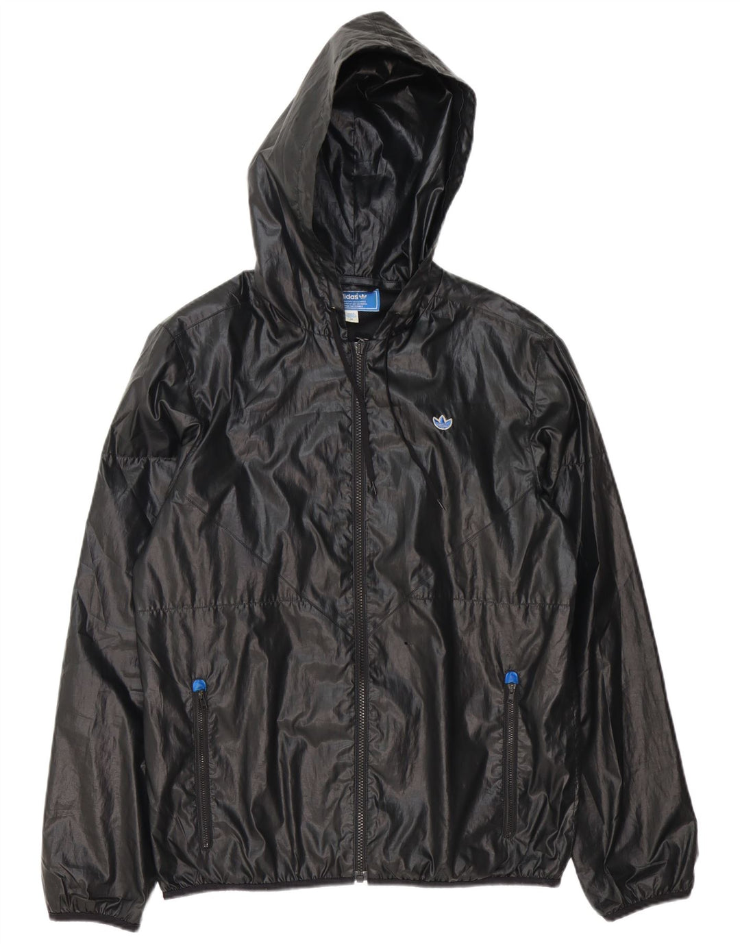 Adidas Mens Hooded Rain Jacket UK 38 Médio Preto Poliéster