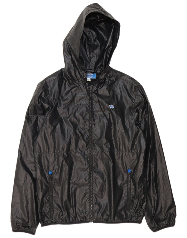 Adidas Mens Hooded Rain Jacket UK 38 Médio Preto Poliéster