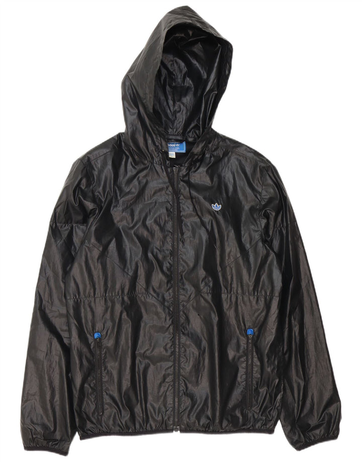 Adidas Mens Hooded Rain Jacket UK 38 Médio Preto Poliéster