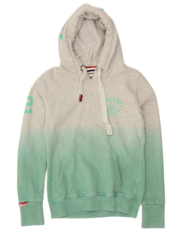 Superdry feminino gráfico moletom com capuz UK 10 pequeno bloco colorido verde