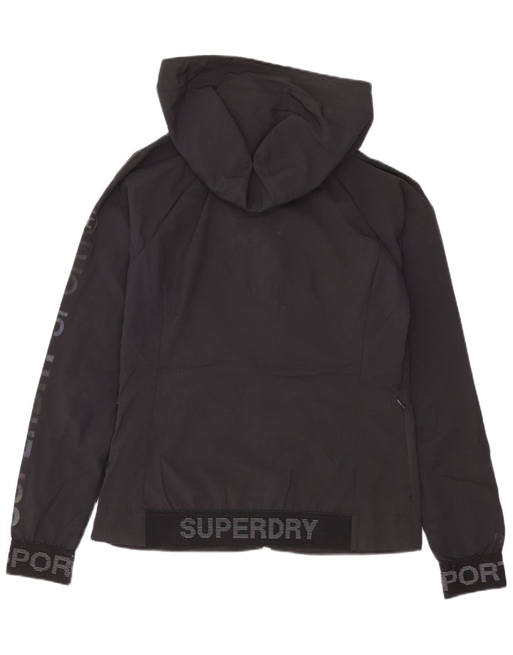 Jaqueta corta-vento com capuz feminina Superdry UK 8 poliéster preto pequeno