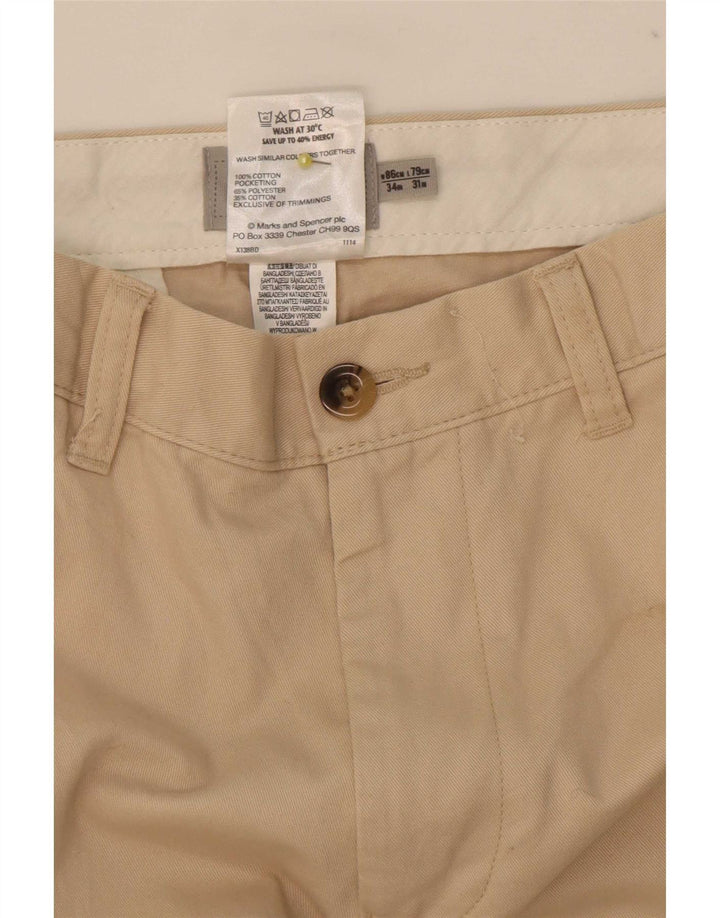 Calça Chino Regular Masculina Marks & Spencer W34 L31 Algodão Bege