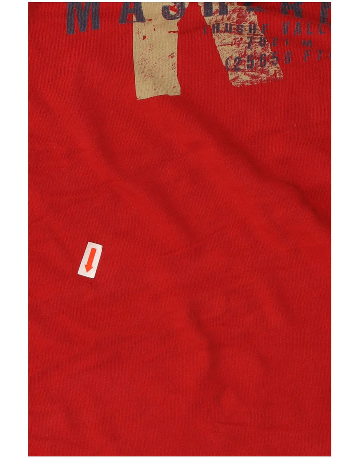 Camiseta masculina EDDIE BAUER com estampa gráfica grande de algodão vermelho