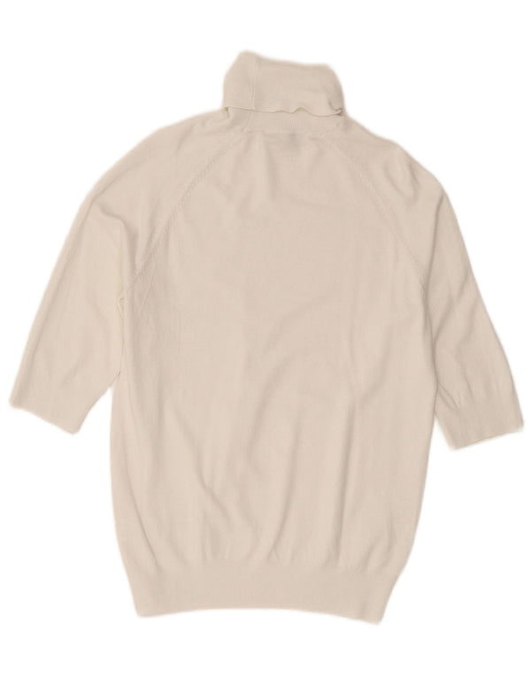Suéter feminino Zara com manga 3/4 e gola redonda Reino Unido 14 grande branco