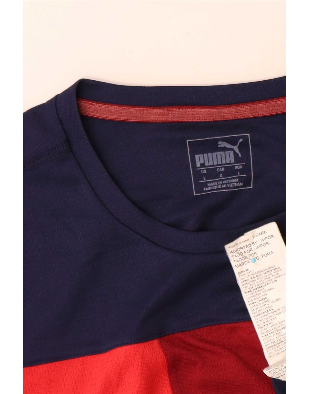 Camiseta masculina Puma grande grande azul marinho colorblock poliéster