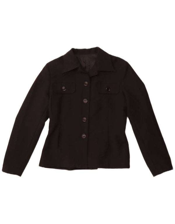 Jaqueta blazer feminina vintage com 4 botões IT 44 poliéster preto médio