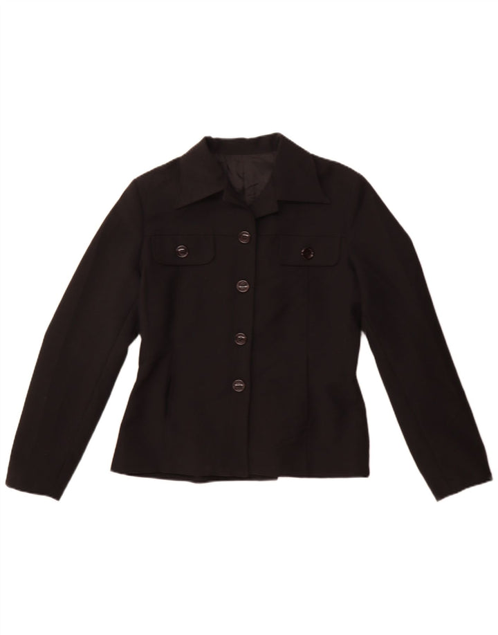 Jaqueta blazer feminina vintage com 4 botões IT 44 poliéster preto médio