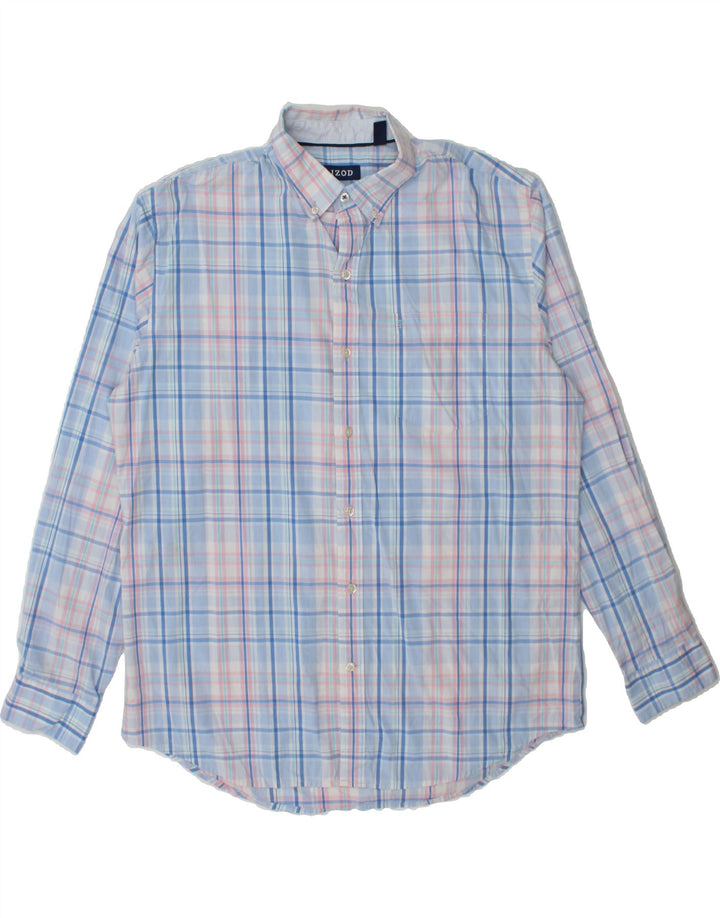 IZOD Mens Shirt Large Blue Check Cotton Vintage Izod and Second-Hand Izod from Messina Hembry 