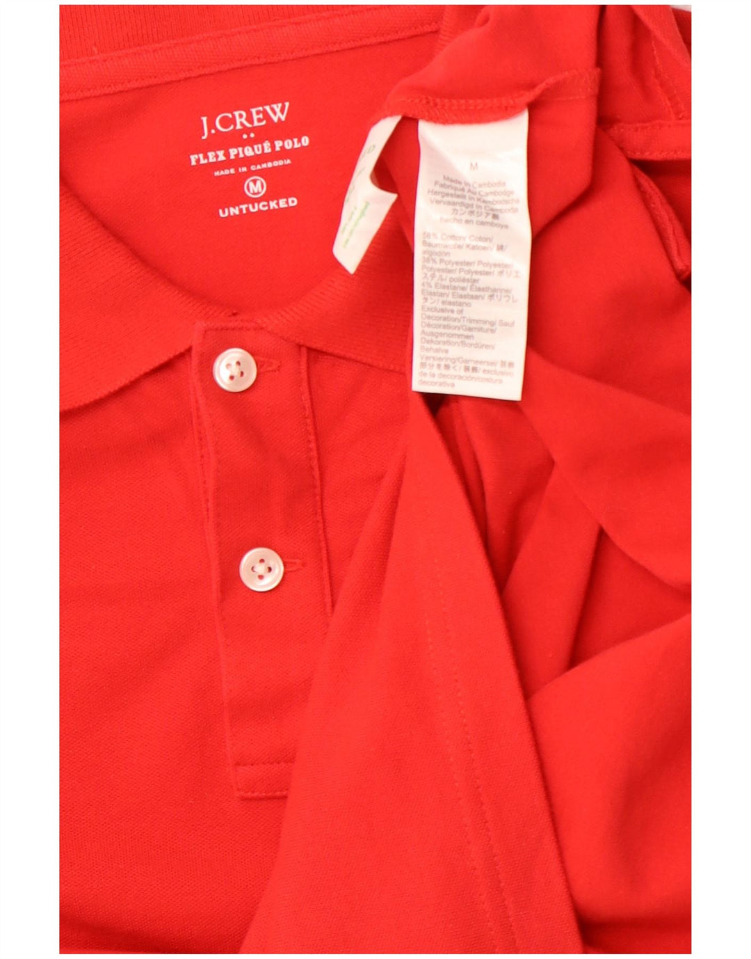 Camisa polo masculina J. CREW de algodão vermelho médio