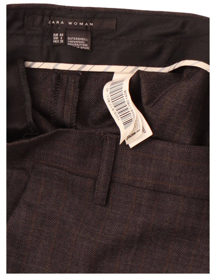 Calça chino reta feminina ZARA EU 40 médio W30 L28 espinha de peixe cinza