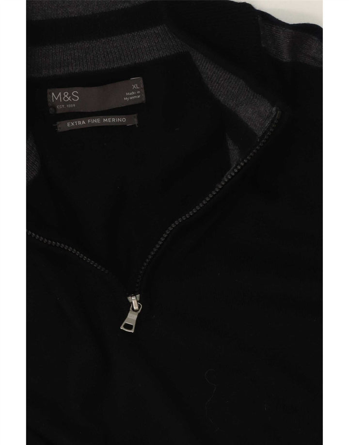 Suéter masculino Marks & Spencer com zíper e gola XL preto colorblock