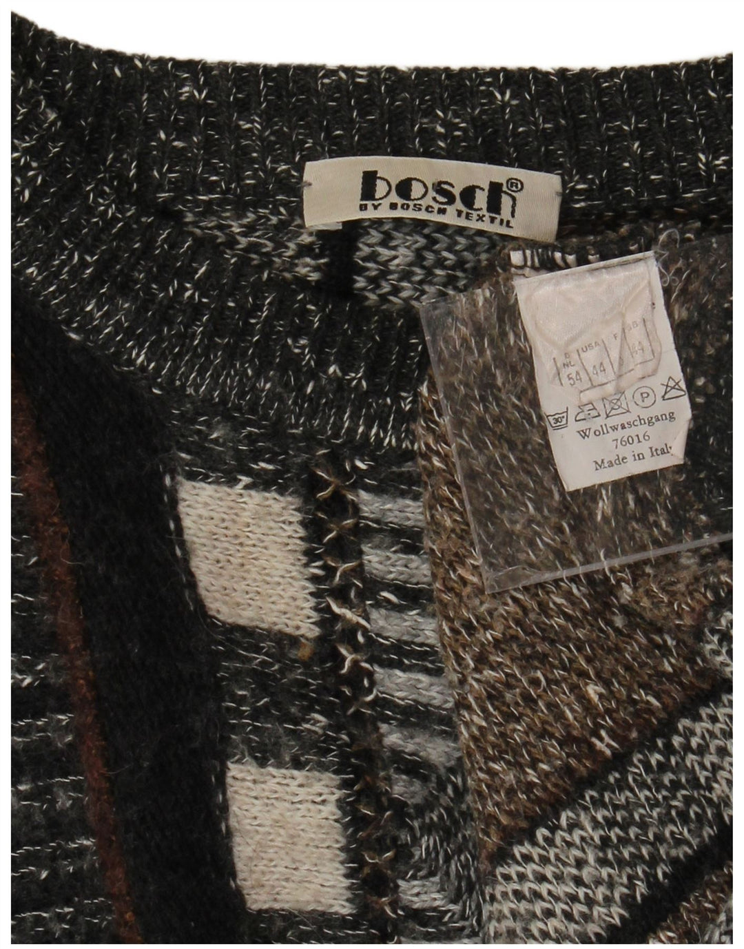 Suéter masculino VINTAGE com gola redonda UK 44 XL listrado multicolorido