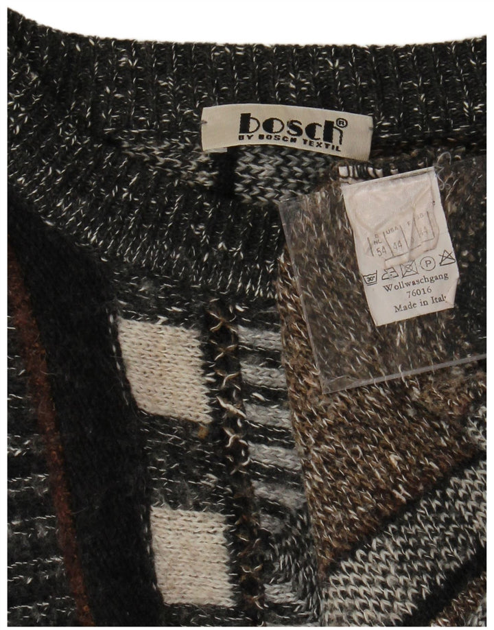 Suéter masculino VINTAGE com gola redonda UK 44 XL listrado multicolorido