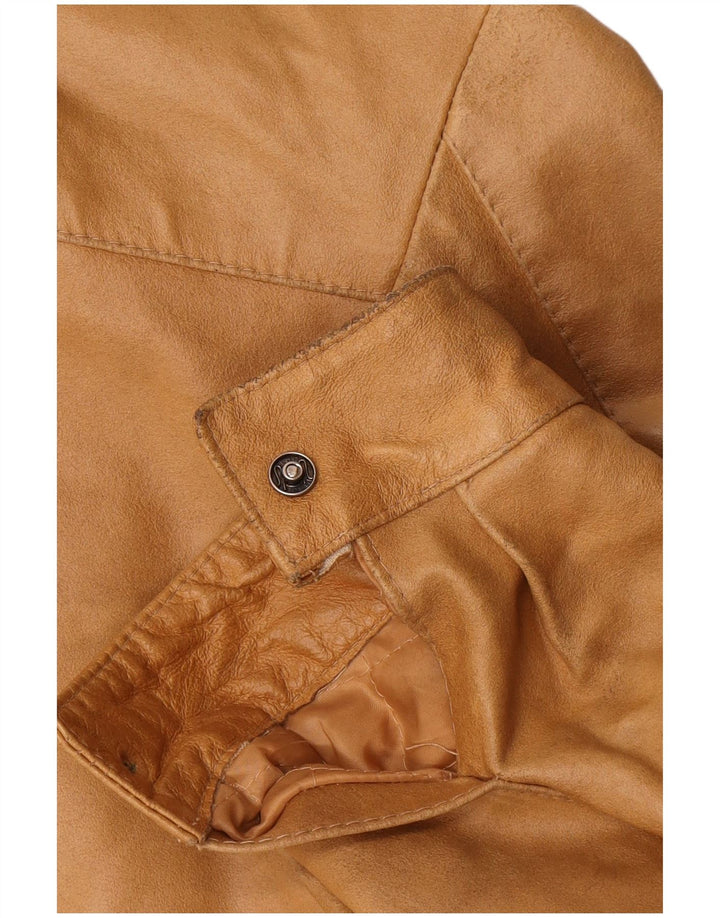 Jaqueta de couro masculina vintage UK 36 pequena marrom