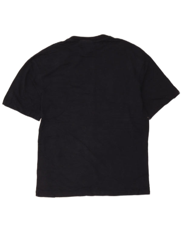 Zara Camiseta masculina gráfica Top pequeno algodão azul marinho
