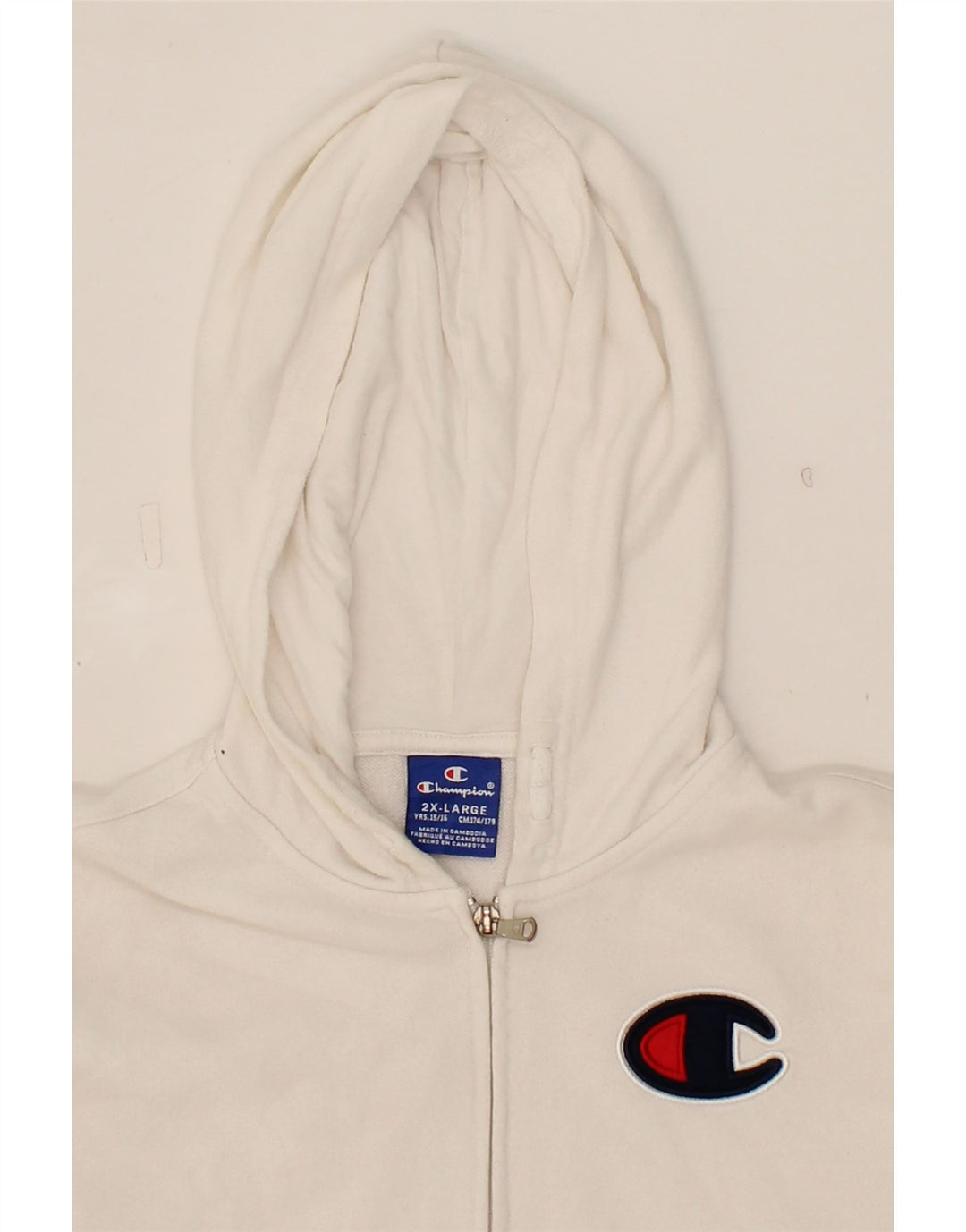 CHAMPION Boys Zip Hoodie Sweater 15-16 Years 2XL White Cotton Vintage Champion and Second-Hand Champion from Messina Hembry 