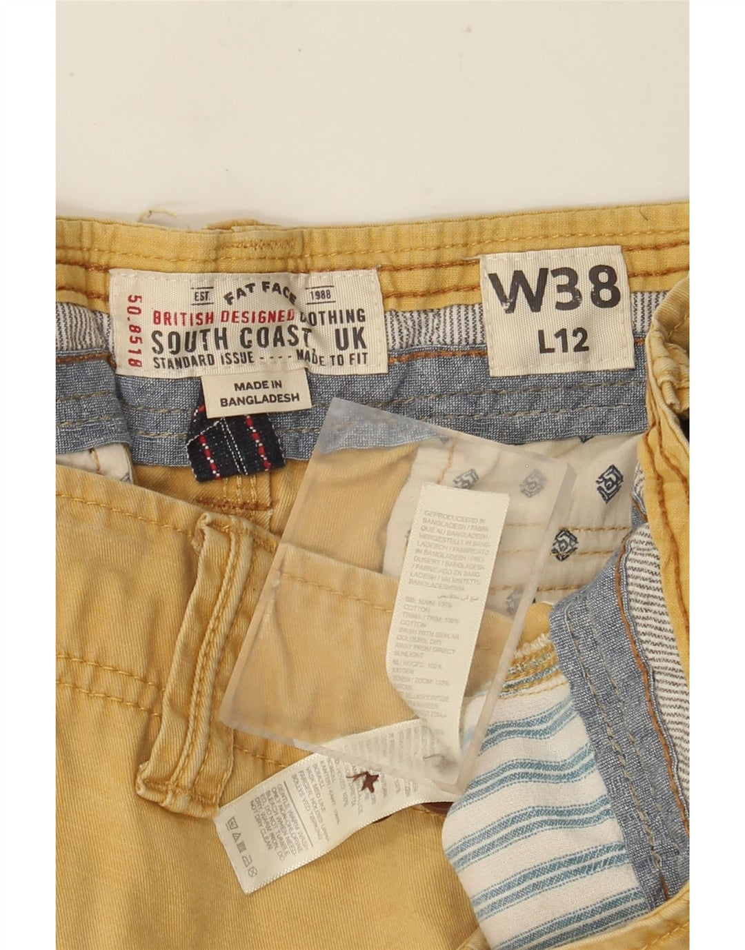 Shorts cargo masculino Fat Face W38 XL algodão bege