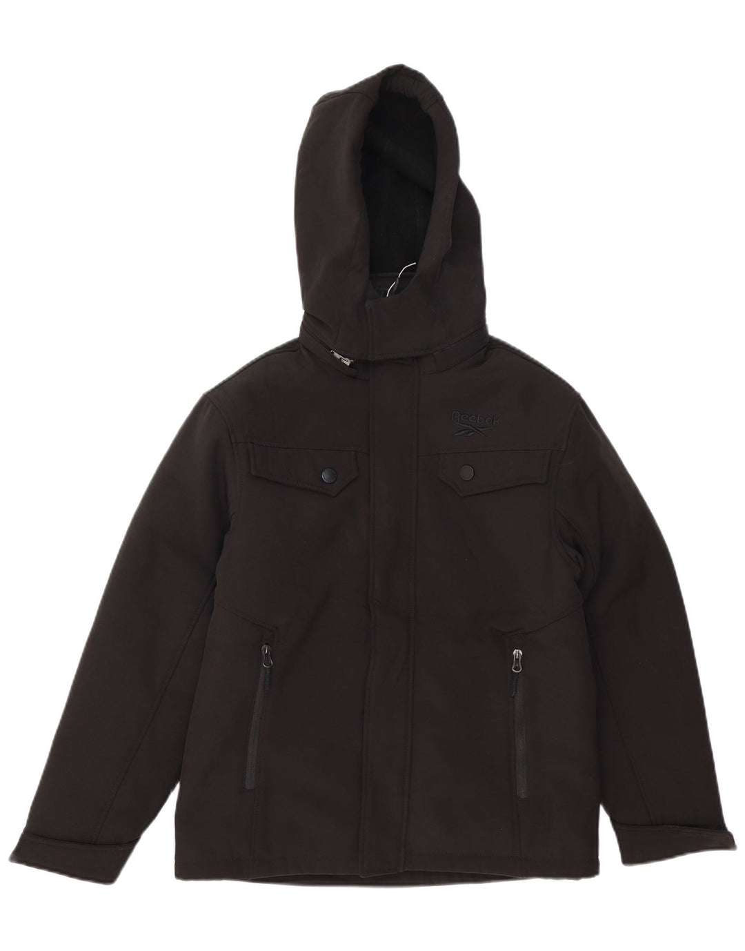 Jaqueta corta-vento com capuz para meninos REEBOK 10-11 anos poliéster preto