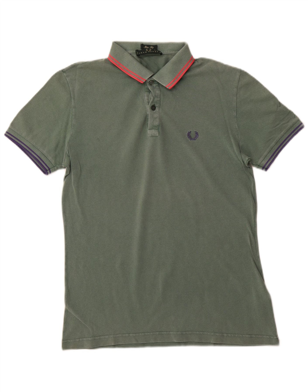 FRED PERRY Camisa polo masculina slim fit pequena de algodão verde