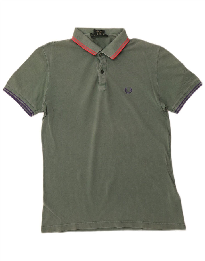 FRED PERRY Camisa polo masculina slim fit pequena de algodão verde