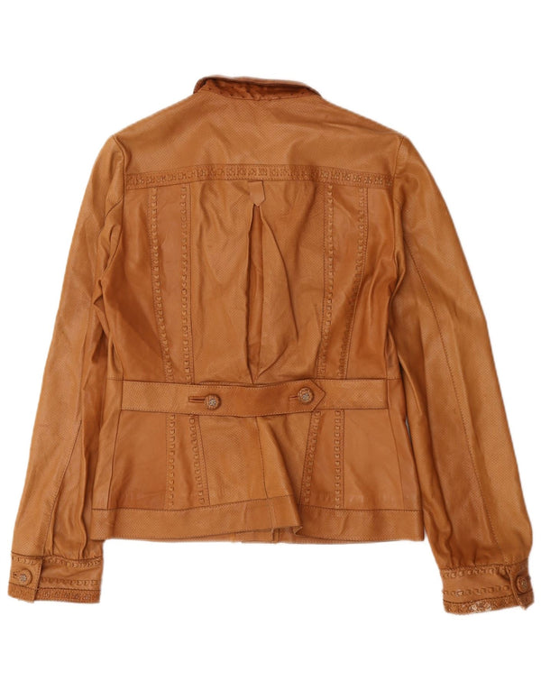 Jaqueta de couro feminina vintage IT 44 couro marrom médio