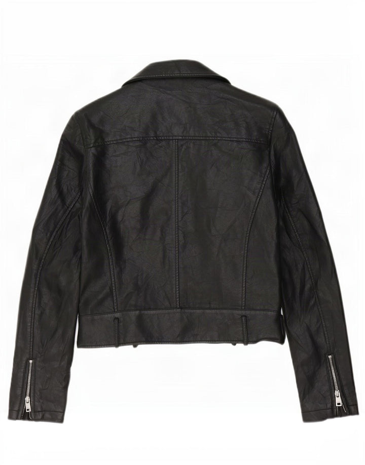 Jaqueta feminina Levi's Crop de couro sintético para motociclista Reino Unido 10 pequena poliuretano preto