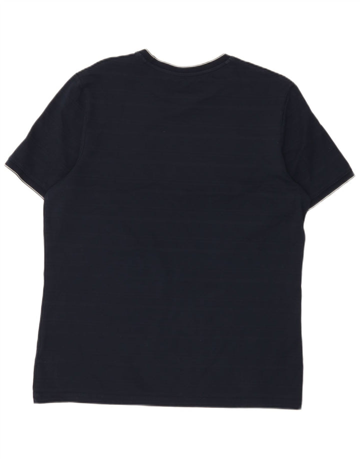 Camiseta masculina Marks & Spencer Regular Fit Top grande de algodão azul marinho