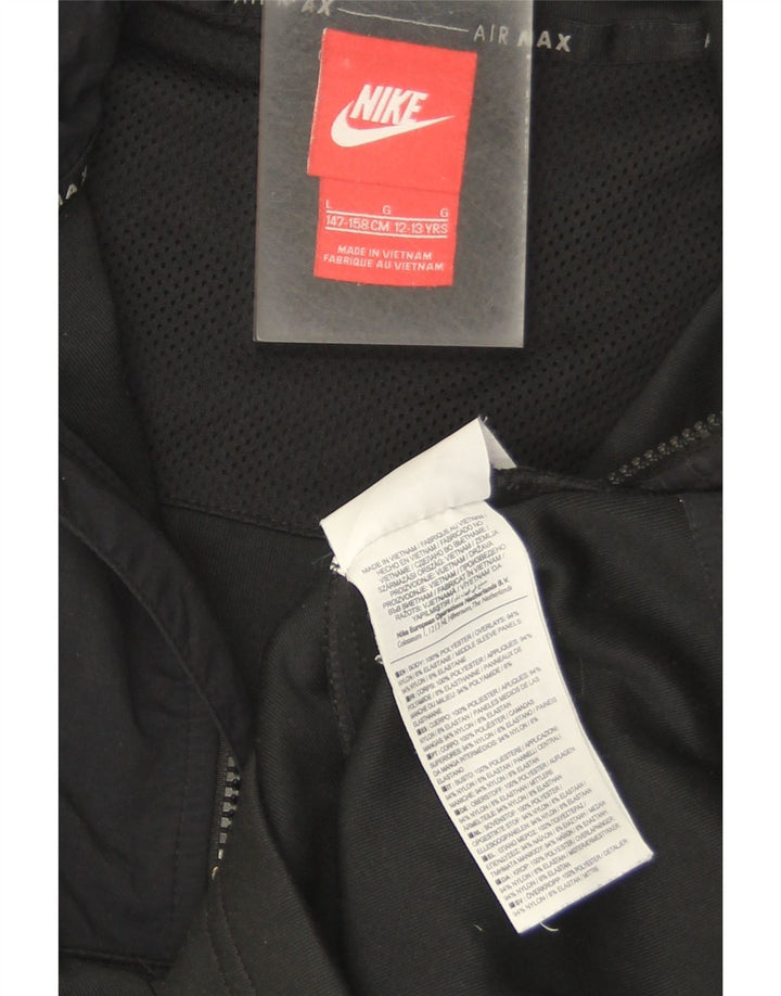 Suéter Nike Boys com capuz e gola com zíper 12-13 anos grande preto poliéster