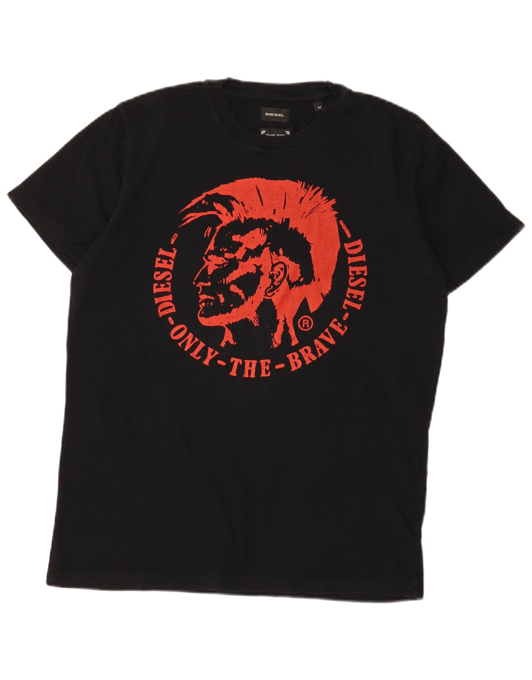 Diesel Camiseta masculina gráfica Top médio algodão preto
