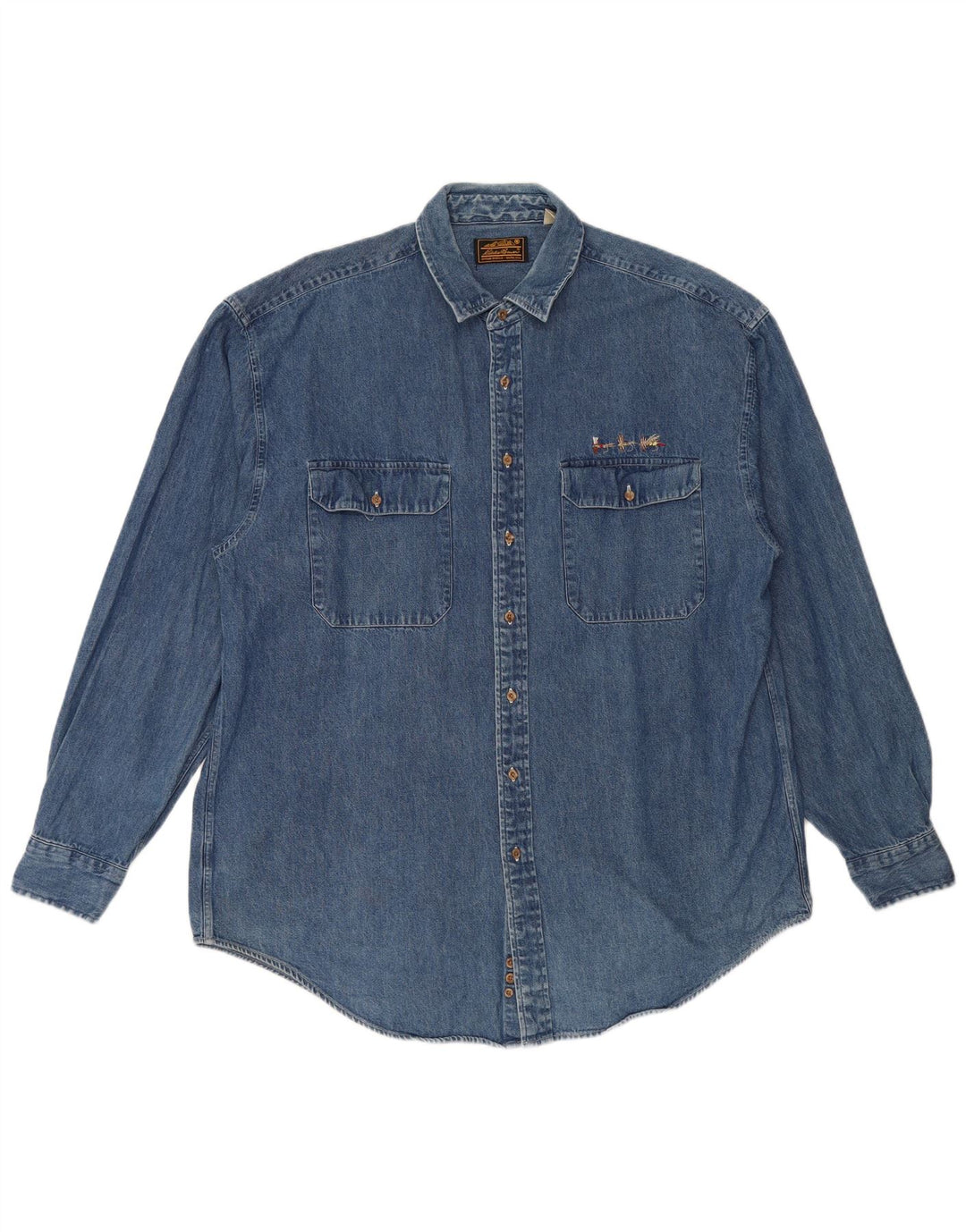 Camisa jeans masculina EDDIE BAUER 2XL algodão azul