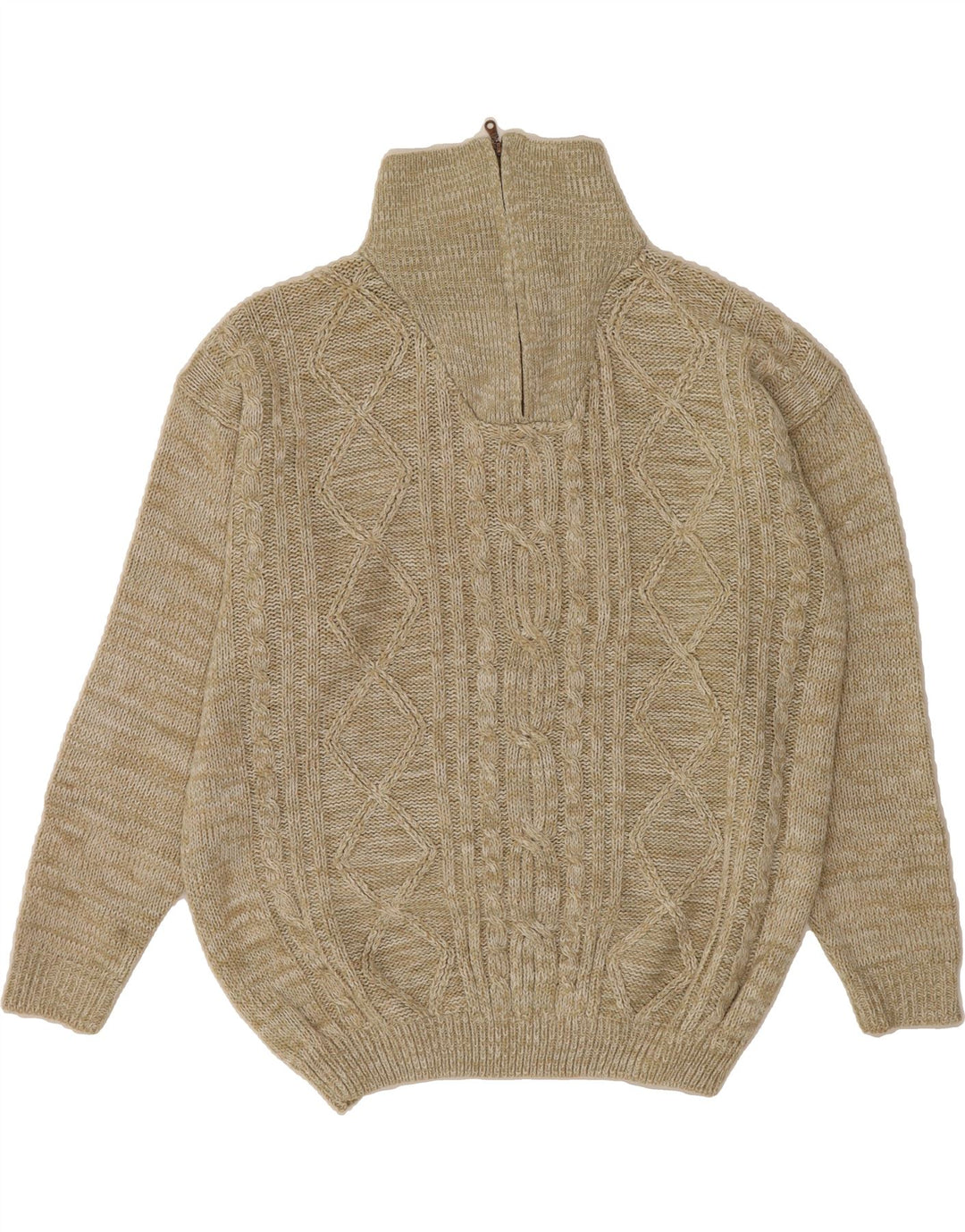 Suéter masculino VINTAGE com zíper e gola 2XL poliacrílico bege