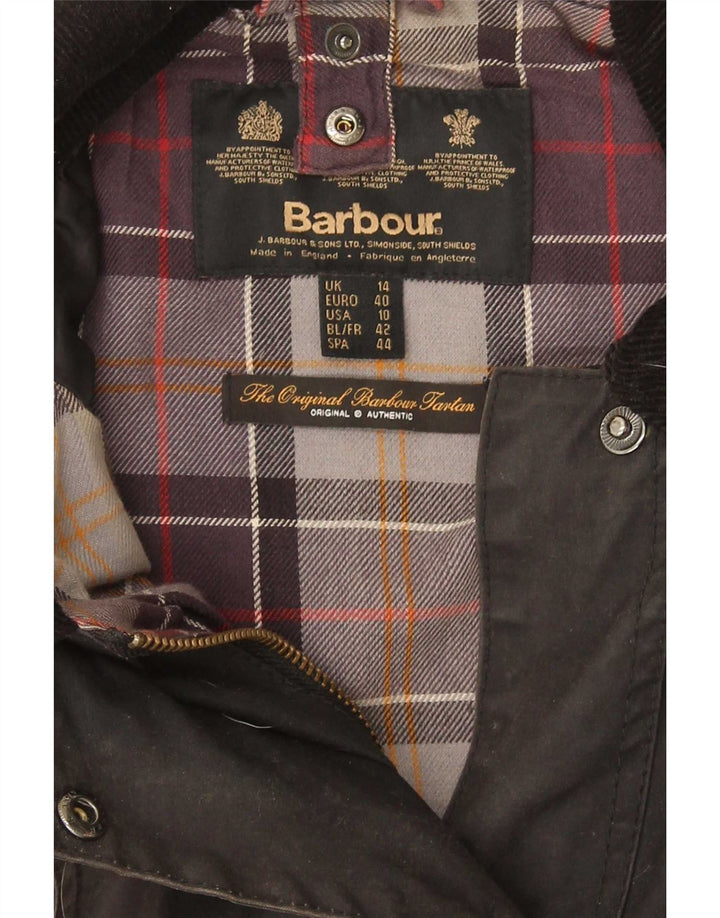 Jaqueta feminina de algodão encerado Barbour UK 14 grande cinza