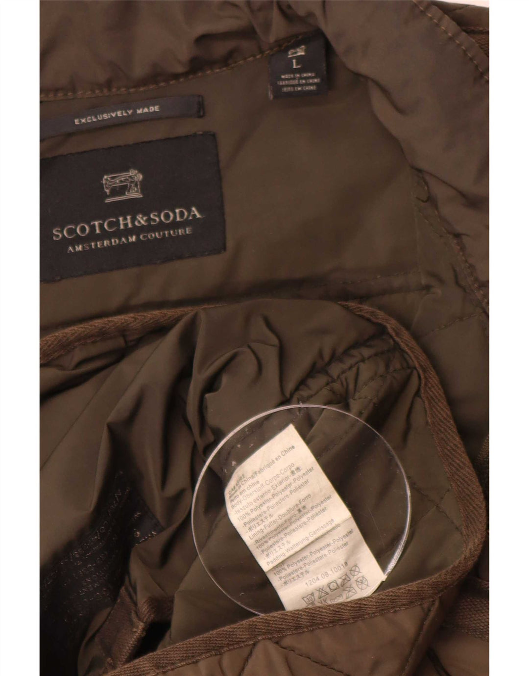 Jaqueta acolchoada masculina Scotch & Soda Reino Unido 40 grande poliéster cáqui