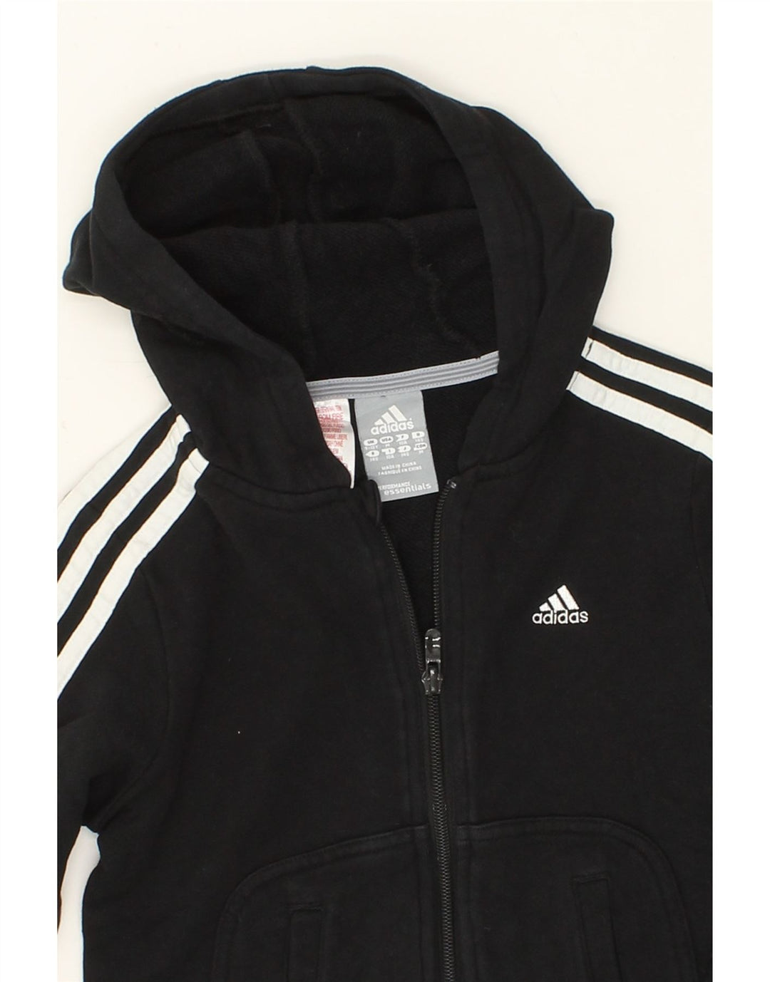 ADIDAS Boys Zip Hoodie Sweater 9-10 Years Black Cotton Vintage Adidas and Second-Hand Adidas from Messina Hembry 