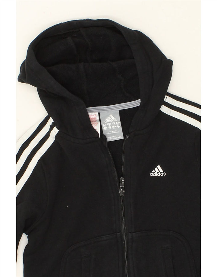 ADIDAS Boys Zip Hoodie Sweater 9-10 Years Black Cotton Vintage Adidas and Second-Hand Adidas from Messina Hembry 