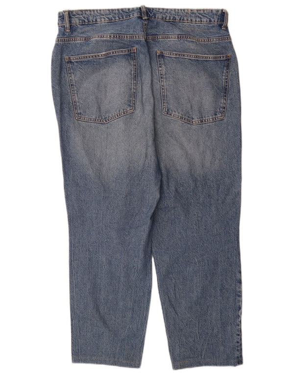 Calça jeans feminina cintura alta Zara EU 46 XL W36 L28 azul algodão