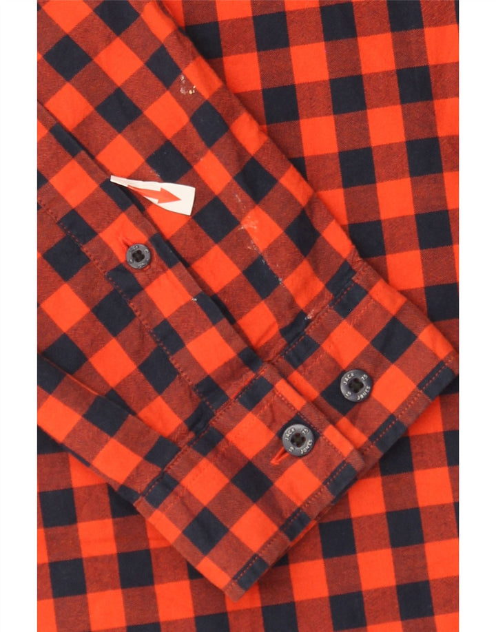 Camisa masculina Slim Fit Jack & Jones XL de algodão vermelho guingão