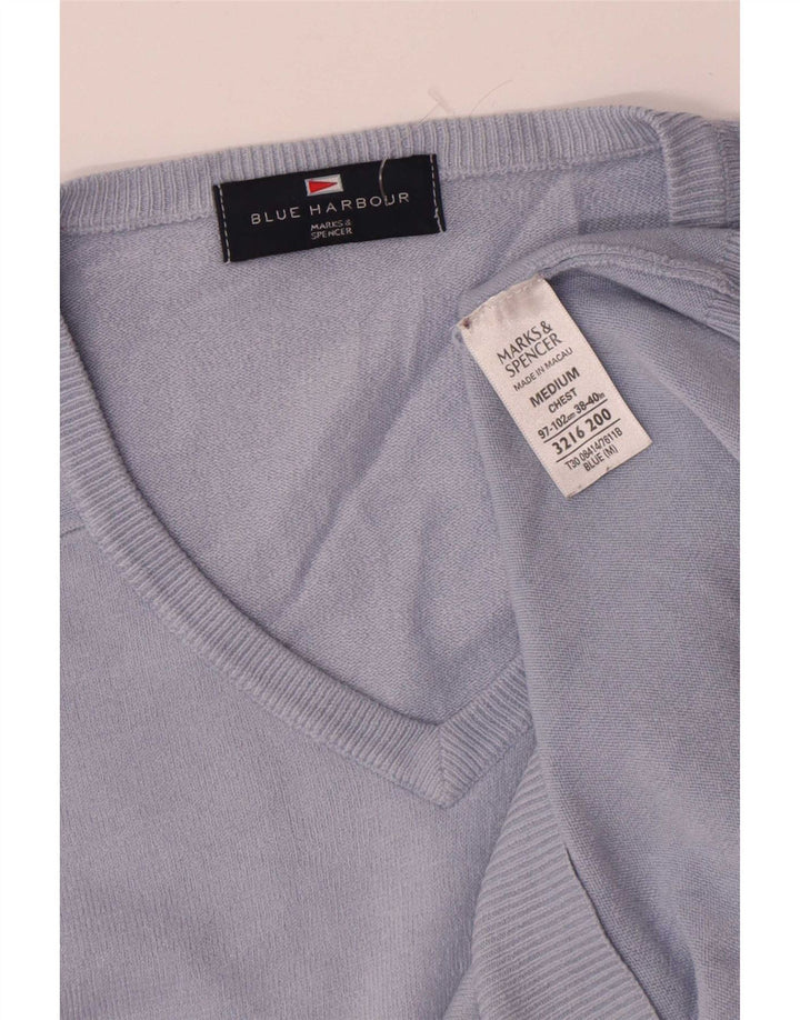 Suéter masculino Marks & Spencer Blue Harbor com decote em V, acrílico médio