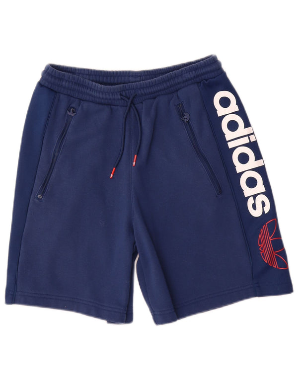 Shorts esportivos gráficos masculinos Adidas pequenos algodão azul marinho