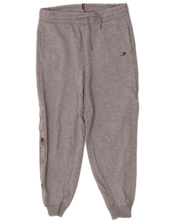 Calça esportiva masculina Tommy Hilfiger com estampa gráfica e corrida pequena cinza esportiva