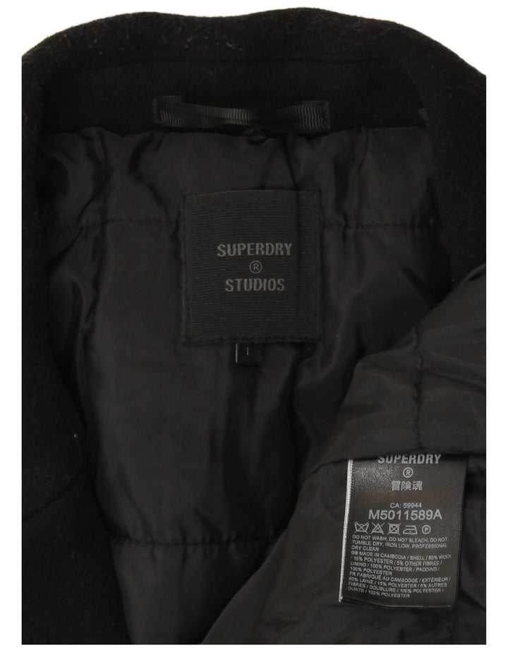 Sobretudo masculino Superdry UK 40 grande lã preta